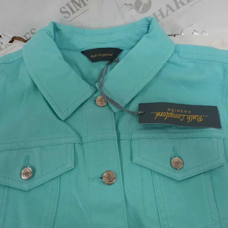 RUTH LANGSFORD AQUA DENIM JACKET - 12