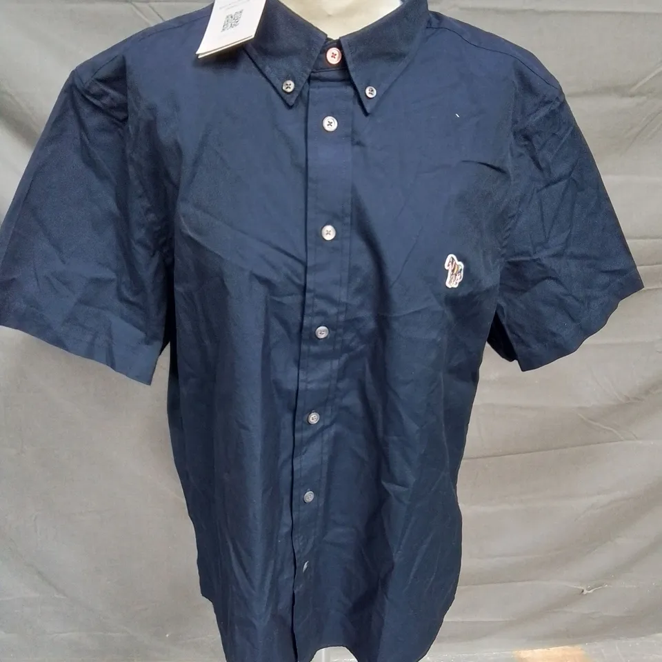 PAUL SMITH SHORT SLEEVE TAILORED FIT SHIRT IN NAVY - XL