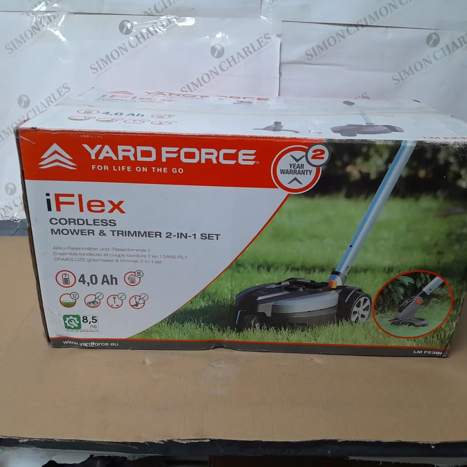 BOXED YARD FORCE IFLEX 12V MOWER & GRASS TRIMMER
