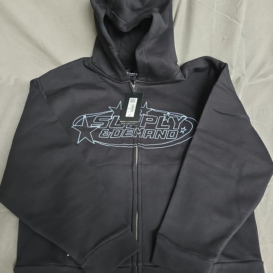 SUPPLY & DEMAND GRAPHIC ZIP HOODIE IN BLACK - LARGE