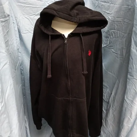 U.S. POLO ASSN. HOODIE – BLACK, ZIP FRONT, 3XL
