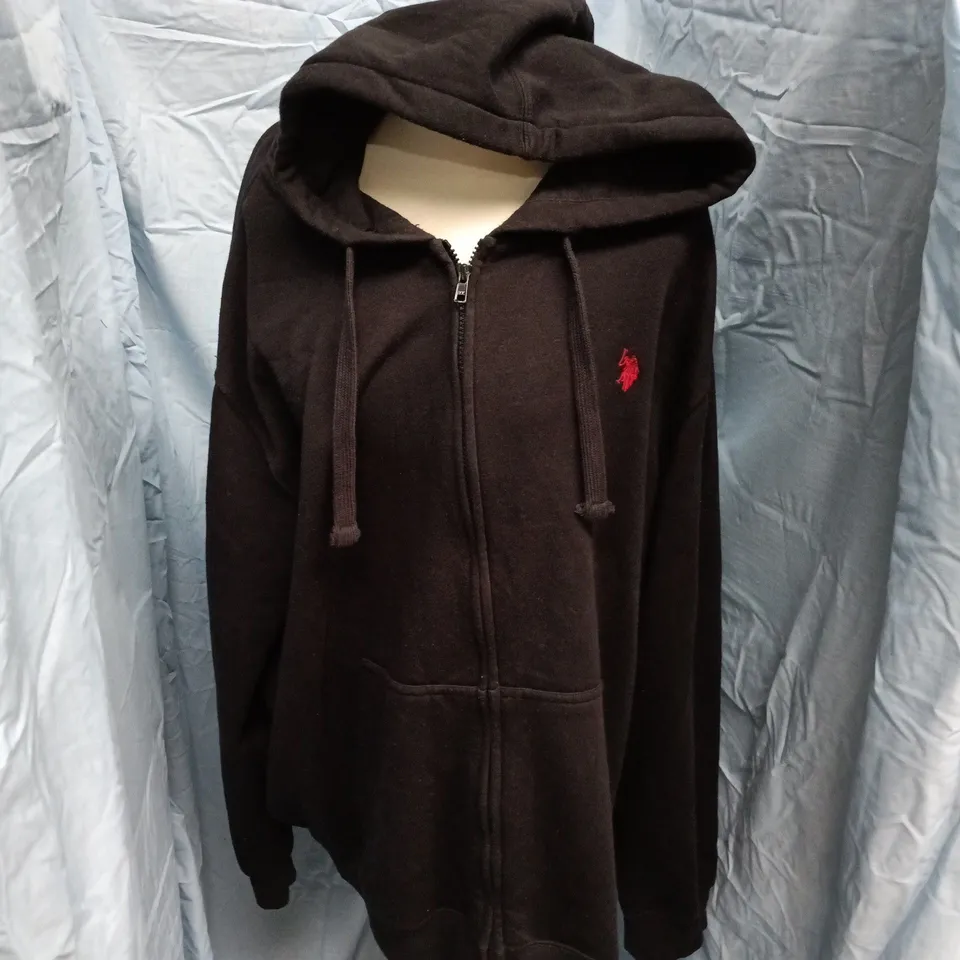 U.S. POLO ASSN. HOODIE – BLACK, ZIP FRONT, 3XL
