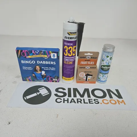 APPROXIMATELY 15 ASSORTED HOUSEHOLD PRODUCTS TO INCLUDE BINGO DABBERS, PREMIUM 335 CONSTRUCTION SILICONE AND ZOFLORA SCENT CRYSTALS