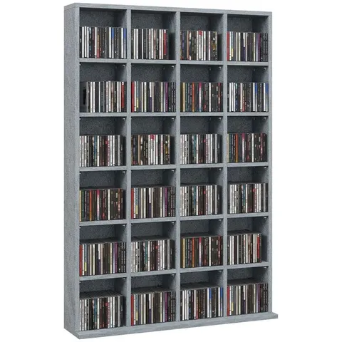BOXED HOMCOM CD STORAGE UNIT WITH ADJUSTABLE SHELVES, 89 X 130.5 CM, CEMENT GREY
