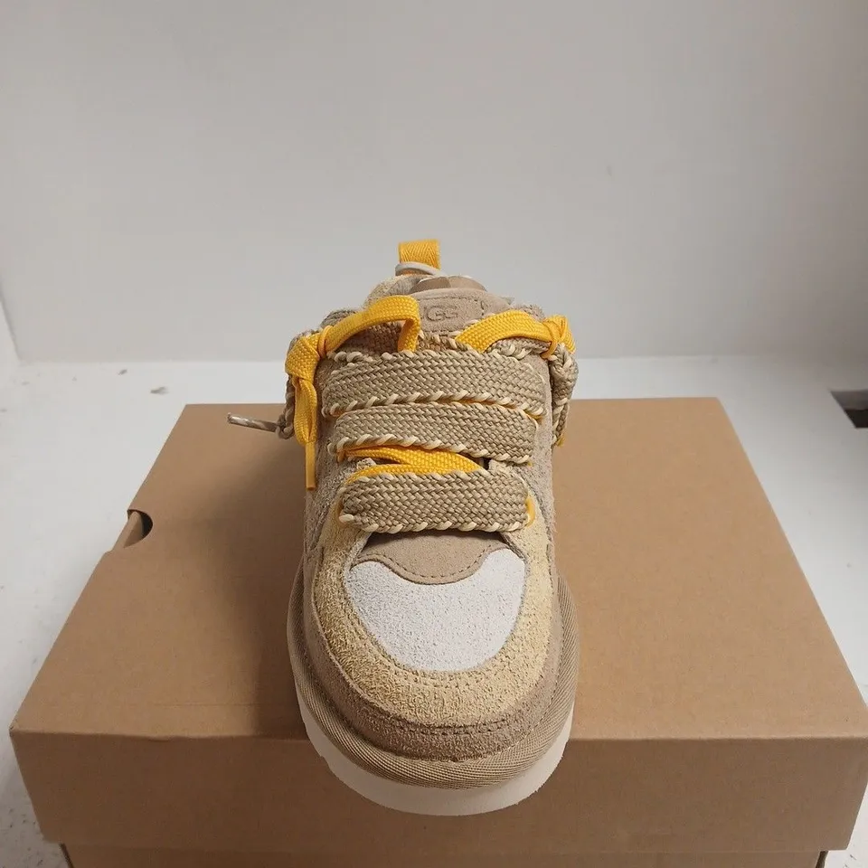 BOXED PAIR UGG WOMEN'S BIARRITZ BEIGE SUEDE TRAINERS – UK 6