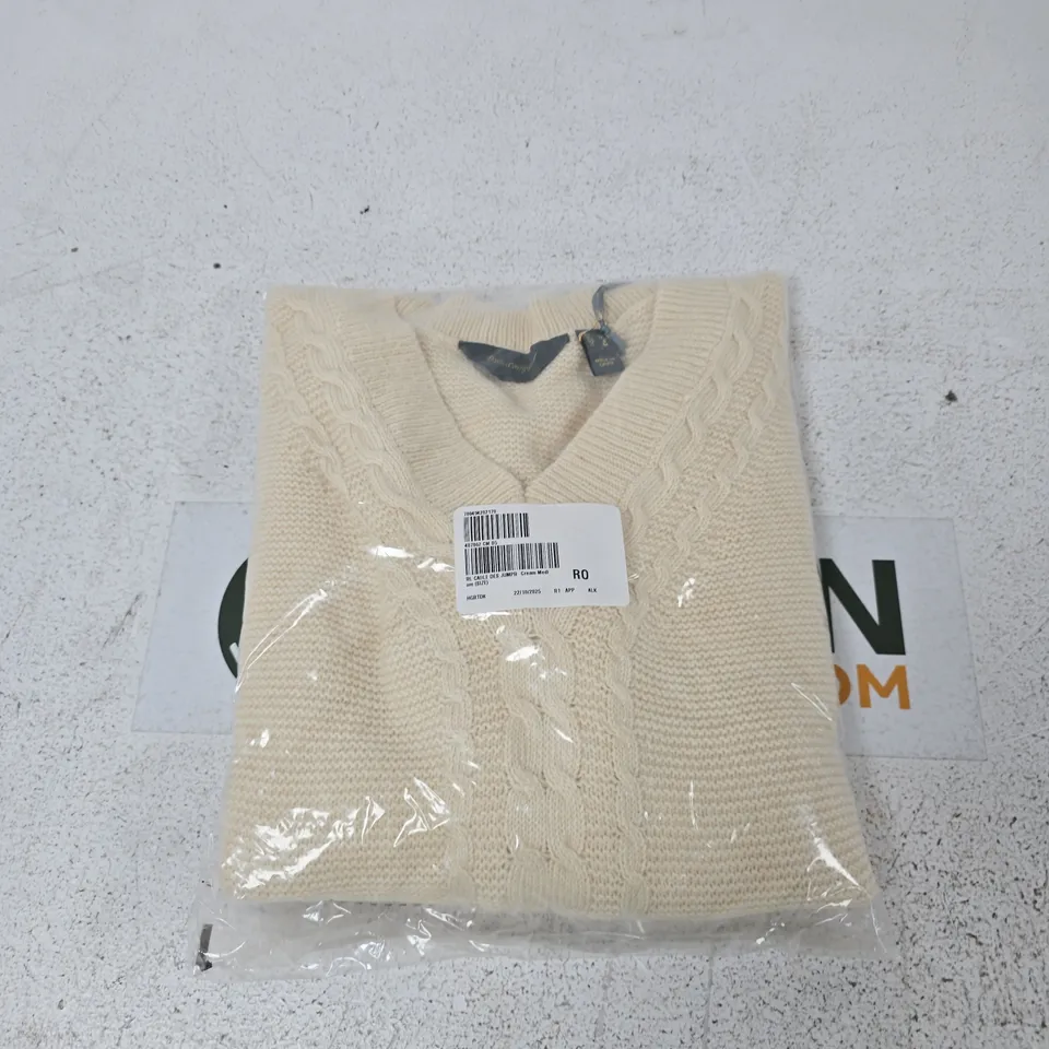 BAGGED RUTH LANGSFORD CABLE KNIT JUMPER CREAM MEDIUM
