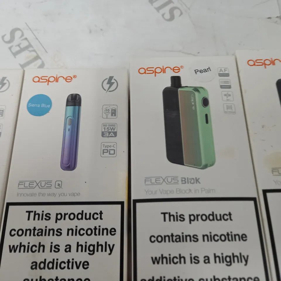 LOT OF 10 ASPIRE VAPING ITEMS INCLUDES FLEXUS AND FLEXUS BLOCK