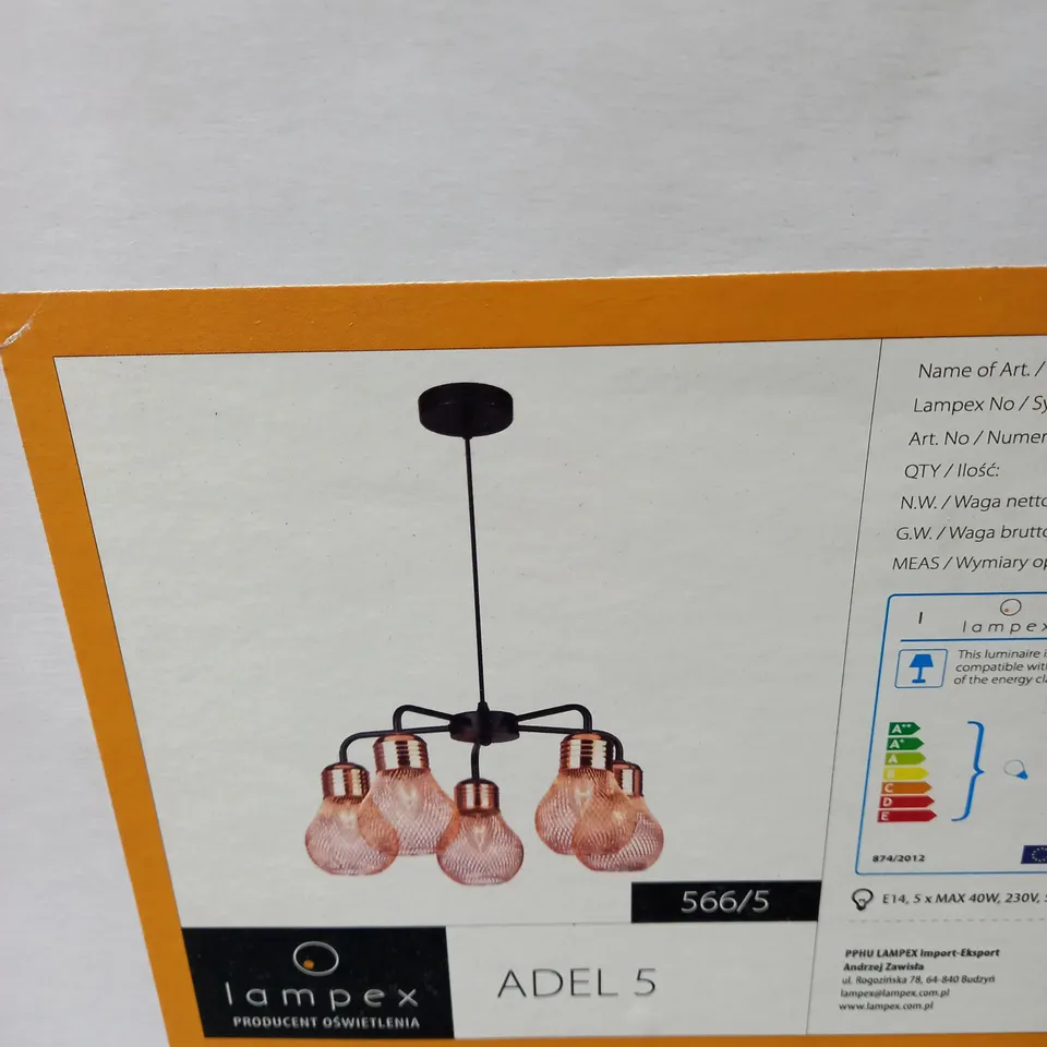 BOXED LAMPEX ADEL PENDANT 5 LIGHTS COPPER