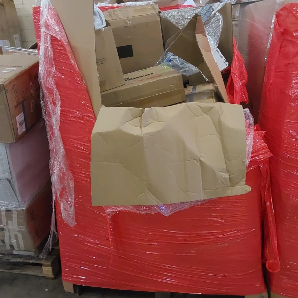 PALLET TO CONTAIN ASSORTED HOUSEHOLD PRODUCTS. INCLUDES MAKEUP MIRROR, ARMCHAIR, DISCO BALL, BOXED FURNITURE ETC