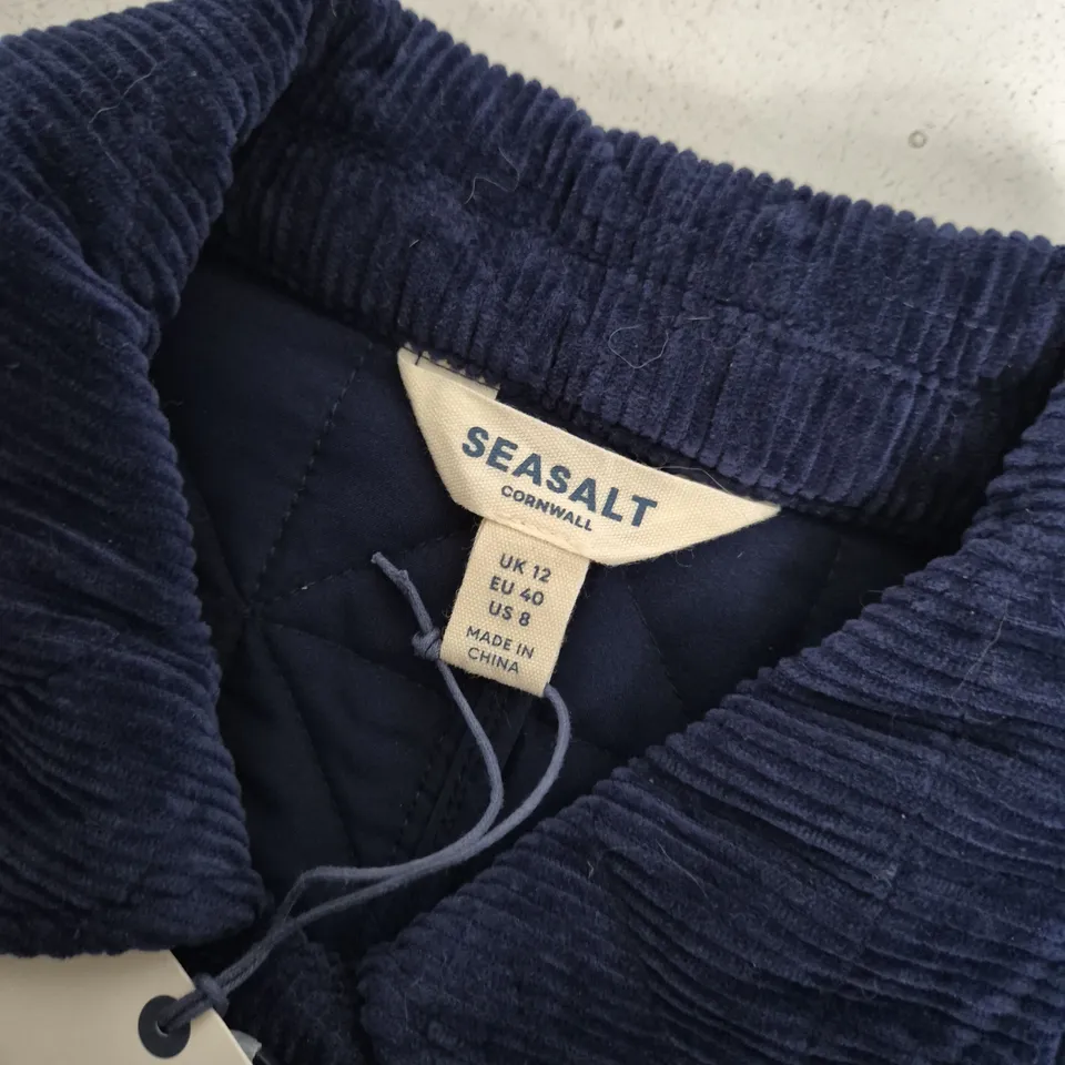 SEASALT CORNWALL INCOMING TIDE JACKET – NAVY QUILTED CORDUROY, UK 12