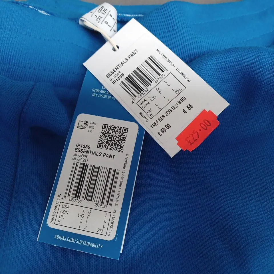 ADIDAS ESSENTAIL JOGGERS IN BLUE - UK L
