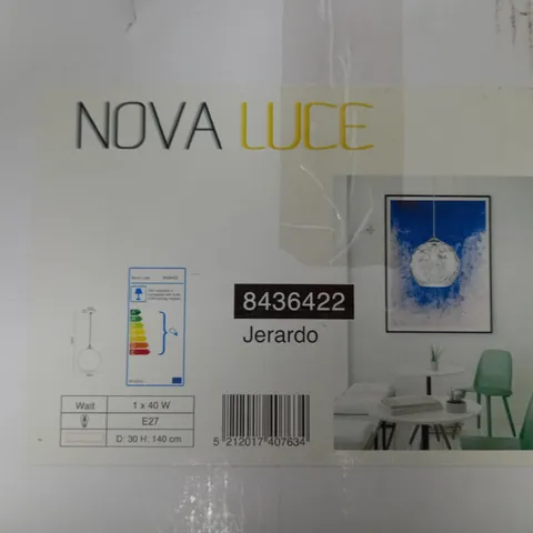 BOXED NOVA LUCE JERARDO 1-LIGHT GLOBE PENDANT CLEAR GLASS