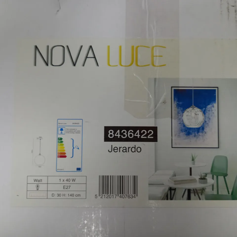 BOXED NOVA LUCE JERARDO 1-LIGHT GLOBE PENDANT CLEAR GLASS
