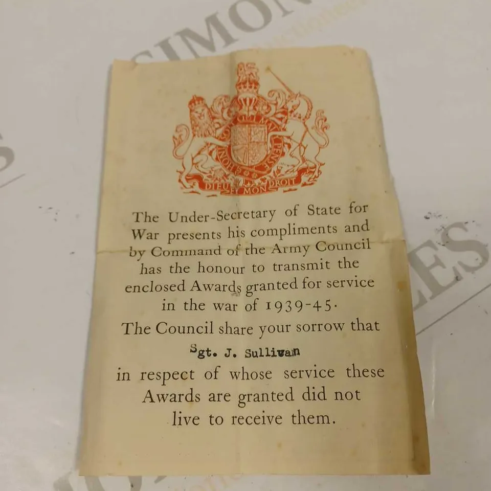 SMALL BOX TO CONTAIN 2 X BRITISH MILITARY SERVICE MEDALS WITH PAPERWORK 