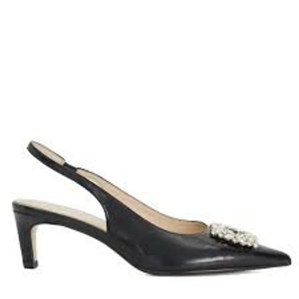 DUNE LONDON KITTEN HEELS IN BLACK LEATHER SIZE 5
