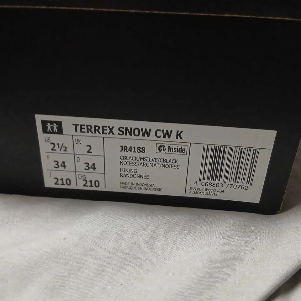 ADIDAS TERREX SNOW CW K KIDS HIKING BOOTS JR4188 – BLACK, WATERPROOF SIZE 2