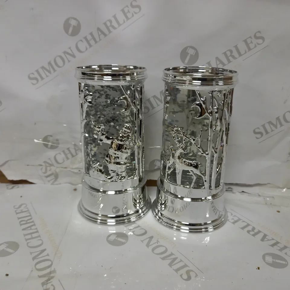 HOME REFLECTIONS SET OF PRELIT SWIRLING GLITTER SCENIC PILLARS - SILVER