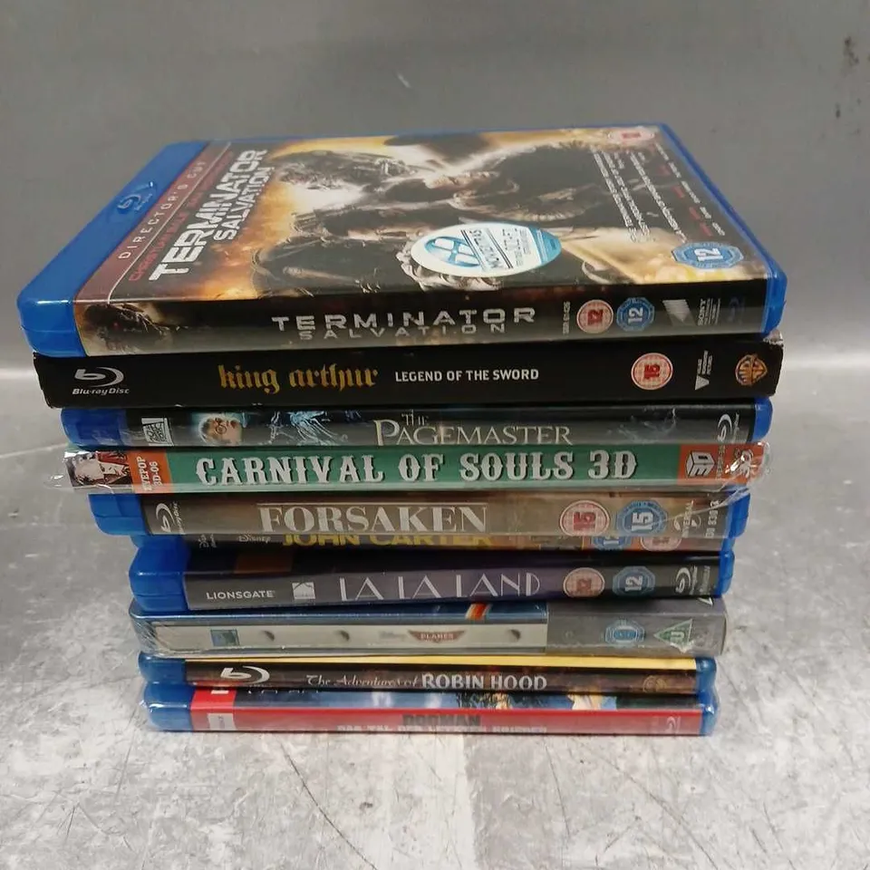 10 X ASSORTED BLU-RAY MOVIES TO INCLUDE THE PAGEMASTER, KING ARTHUR, TERMINATOR SALVATION ETC 