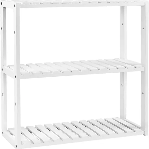 BOXED SONGMICS BCB13W BAMBOO SHELF, HEIGHT ADJUSTABLE, 3 TIER SHELF