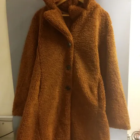 CENTIGRADE TEDDY LONGLINE COAT IN CHOCOLATE - 2XL
