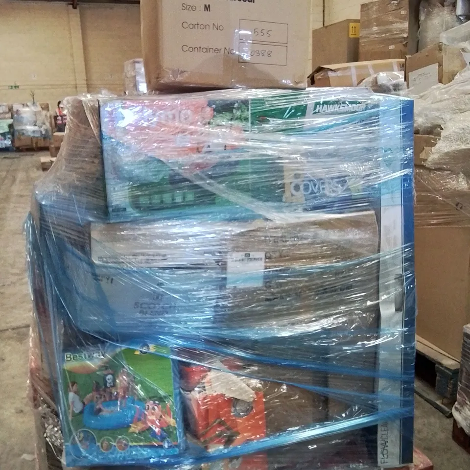 PALLET CONTAINING A LARGE QUANTITY OF ELECTRICAL PRODUCTS TO INCLUDE;MICROWAVE,LAWN MOWER,POOL,SLOW COOKER