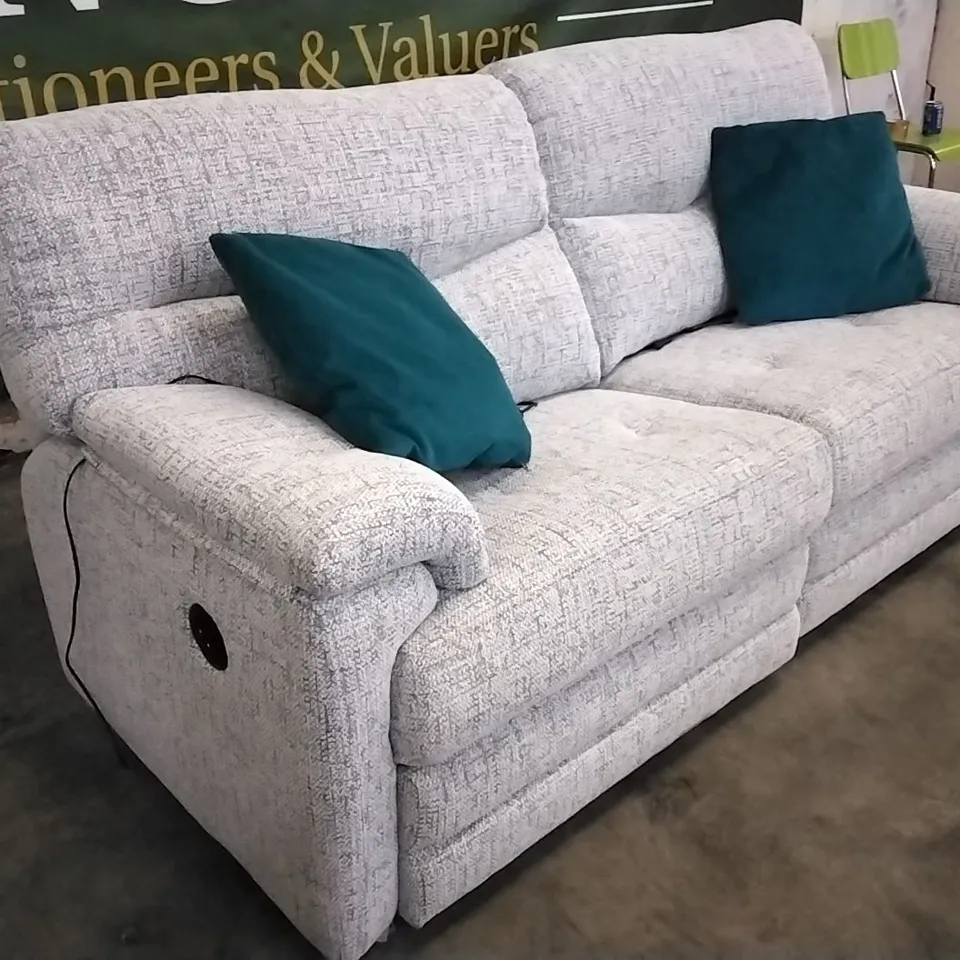 QUALITY BRITISH DESIGNED & MANUFACTURED G PLAN STRATFORD 3 SEATER POWER RECLINER HARBOUR SLATE FABRIC SOFA