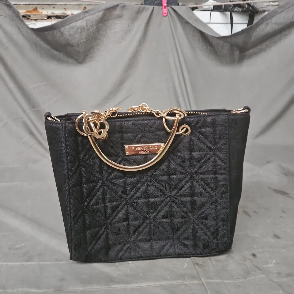 RIVER ISLAND LONDON BLACK QUILTED CHAIN-HANDLE SHOULDER BAG