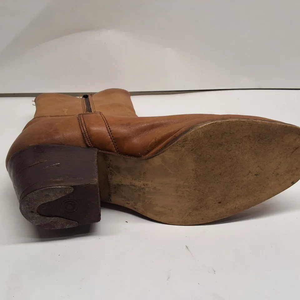 WOMEN'S BROWN LEATHER ANKLE BOOTS WITH ZIP – WESTERN STITCHING