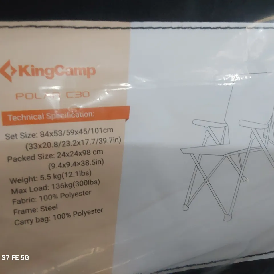 BOXED KINGCAMP POLAR C30 FOLDING CAMPING ARMCHAIR BLACK
