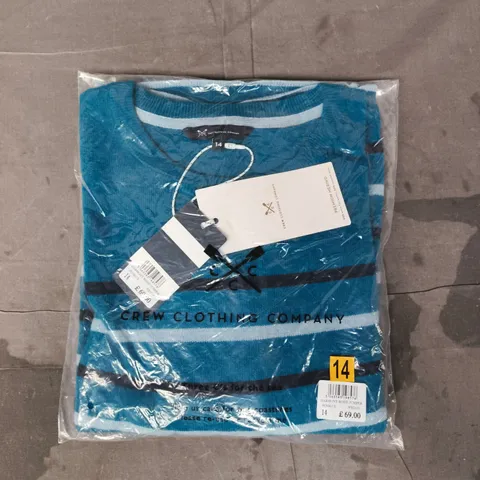 CREW CLOTHING COMPANY HARMONY ROSE JUMPER IN BLUE SIZE 14