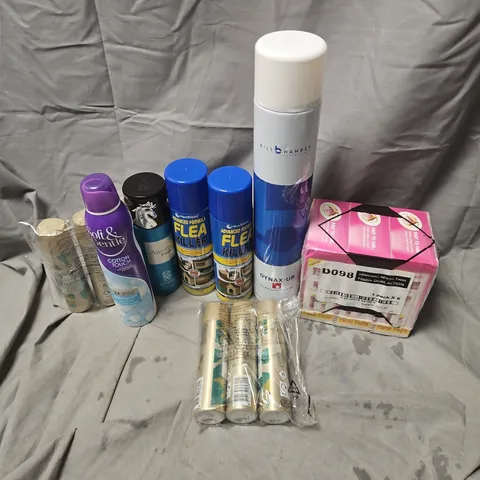 APPROXIMATELY 12 ASSORTED AEROSOLS TO INCLUDE FLEA KILLER, IMPULSE HINT OF MUSK, JOHNSONS ROOM FOGGER, ETC - COLLECTION ONLY
