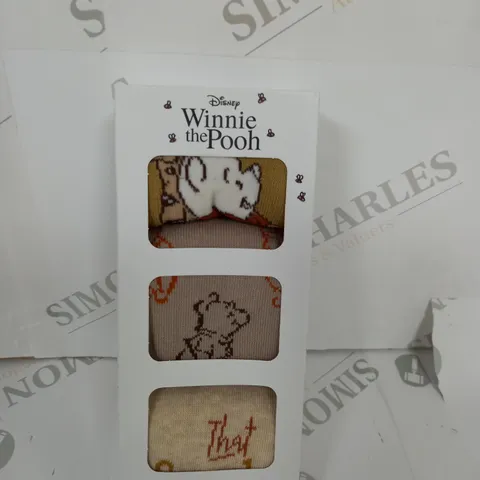 DISNEY WINNIE THE POOH 3 PAIRS OF SOCKS SIZE 4-8