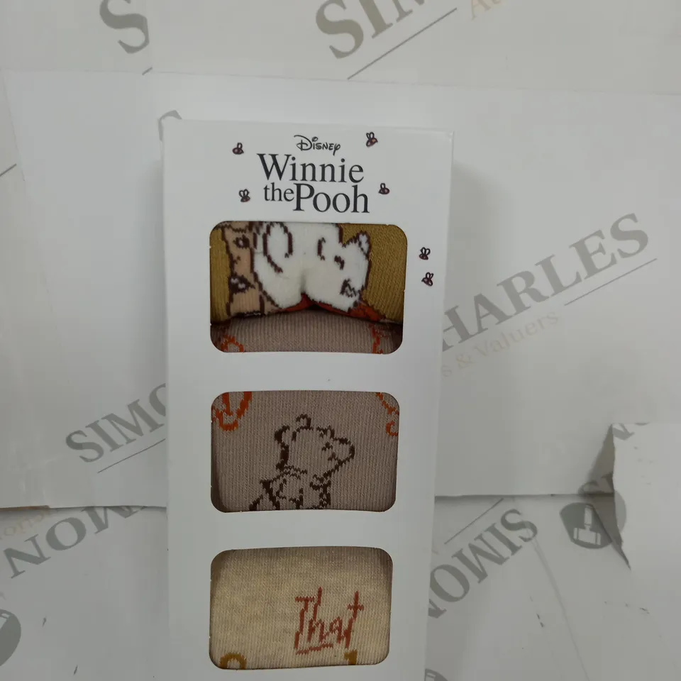 DISNEY WINNIE THE POOH 3 PAIRS OF SOCKS SIZE 4-8