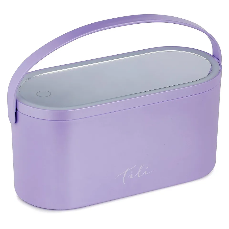 TILI PEARLESCENT STORAGE BOX WITH LED MIRROR LILAC