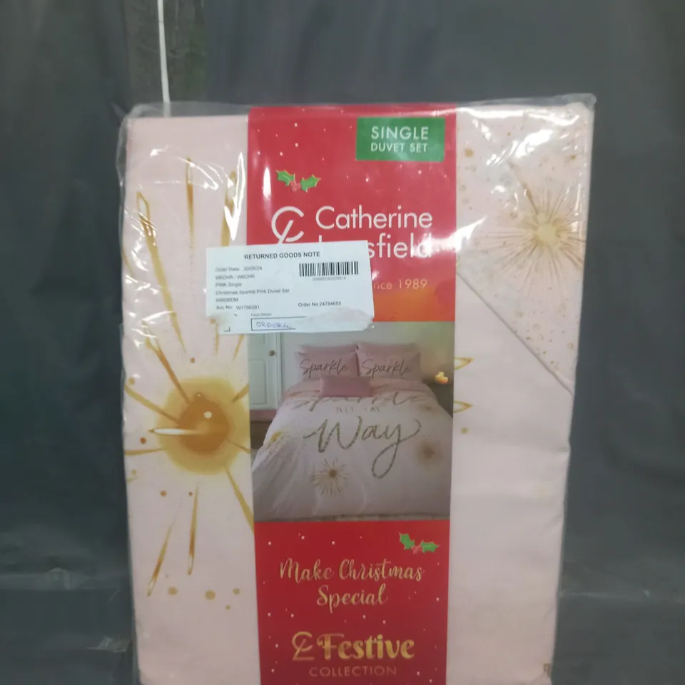 CATHERINE LANSFIELD FESTIVE SINGLE DUVET SET PINK