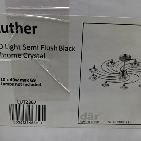 LUTHER 10 LIGHT SEMI FLUSH BLACK CHROME CRYSTAL