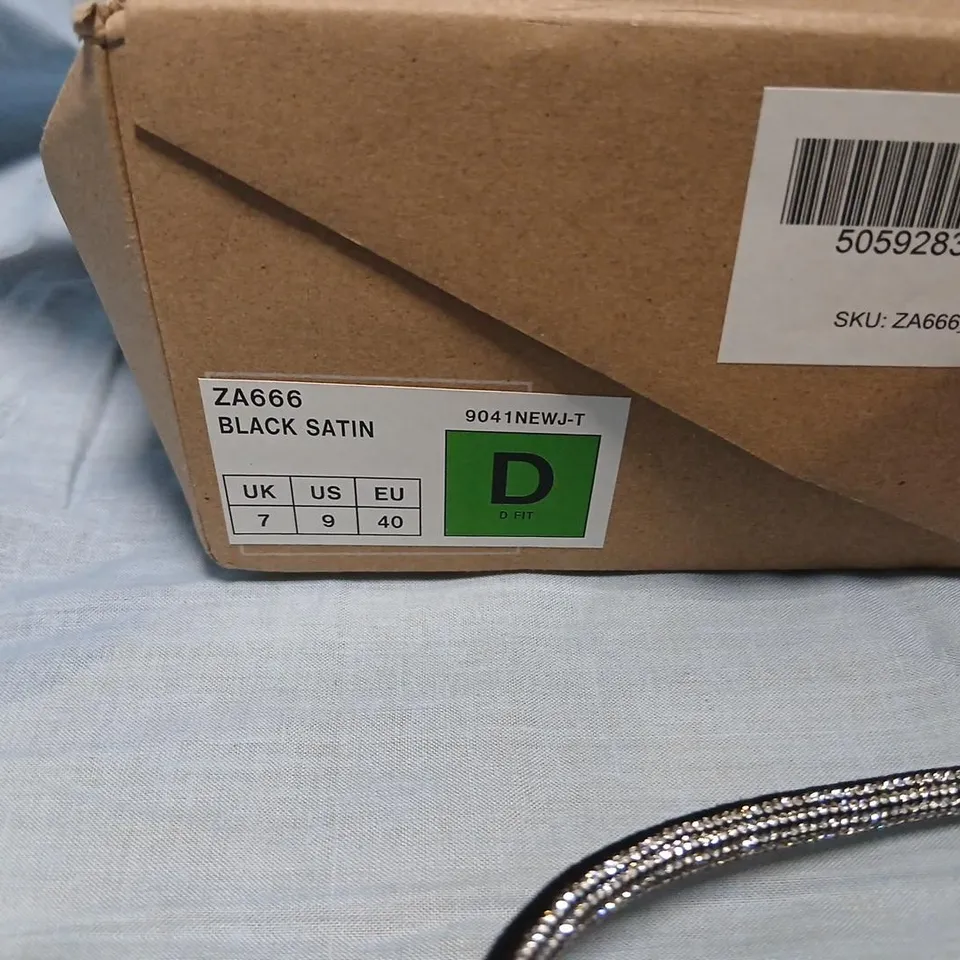 ZA666 BLACK SATIN SANDALS WITH RHINESTONE STRAPS – UK 7 (EU 40, US 9)