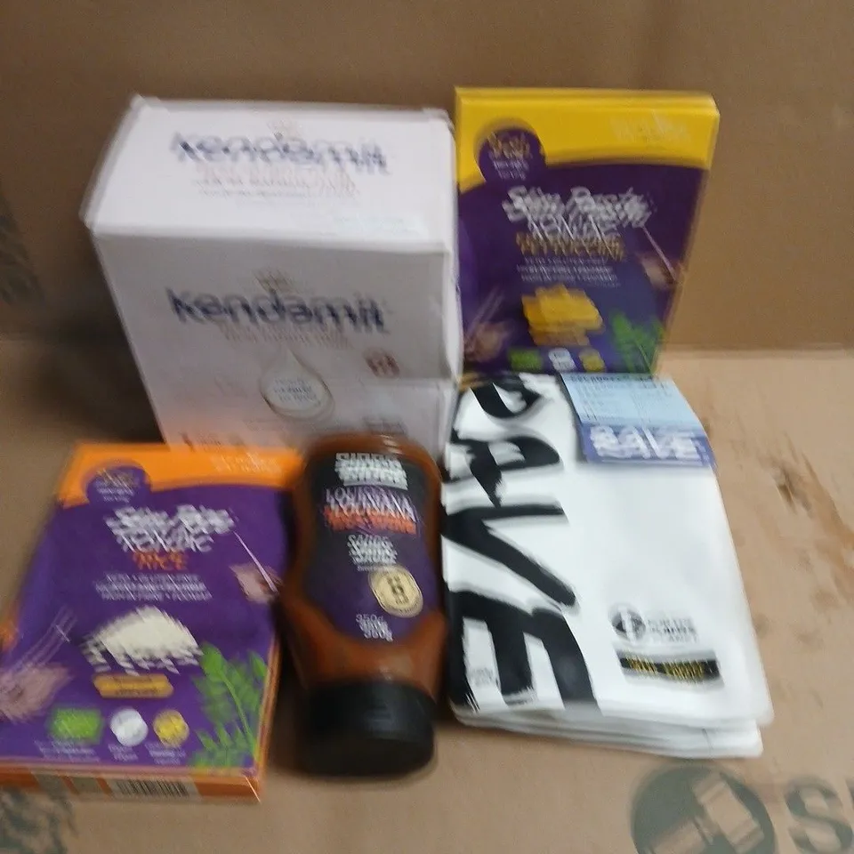 APPROXIMATELY 10 ASSORTED FOOD ITEMS TO INCLUDE KENDAMIL , SIDES SAUCE AND COFFEE