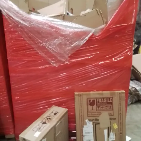 PALLET OF ASSORTED HOUSEHOLD GOODS AND PRODUCTS TO INCLUDE;SMART BATHROOM MIRROR,CEILING LIGHT WITH FAN