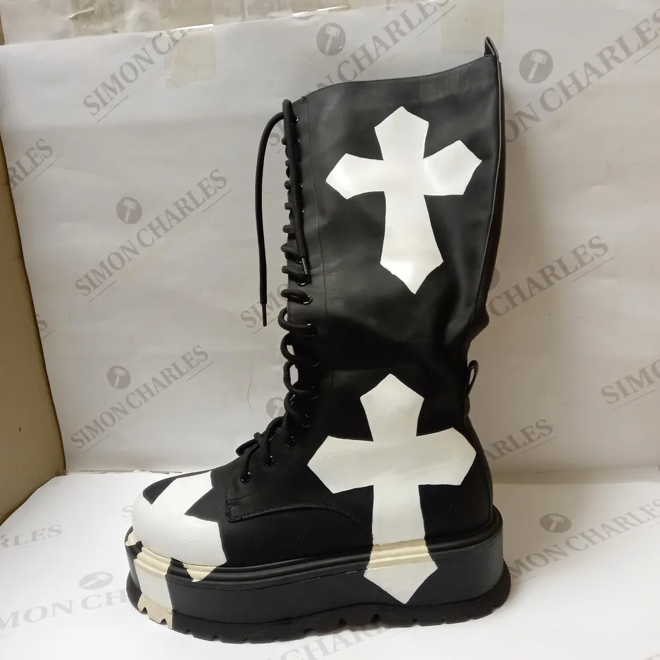 DESIGNER KOI CALF HIGH VEGAN BOOTS SIZE 7