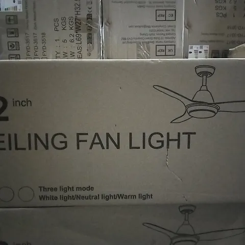 BOXED 52 INCH CEILING FAN - THREE LIGHT MODE - (1 BOX)