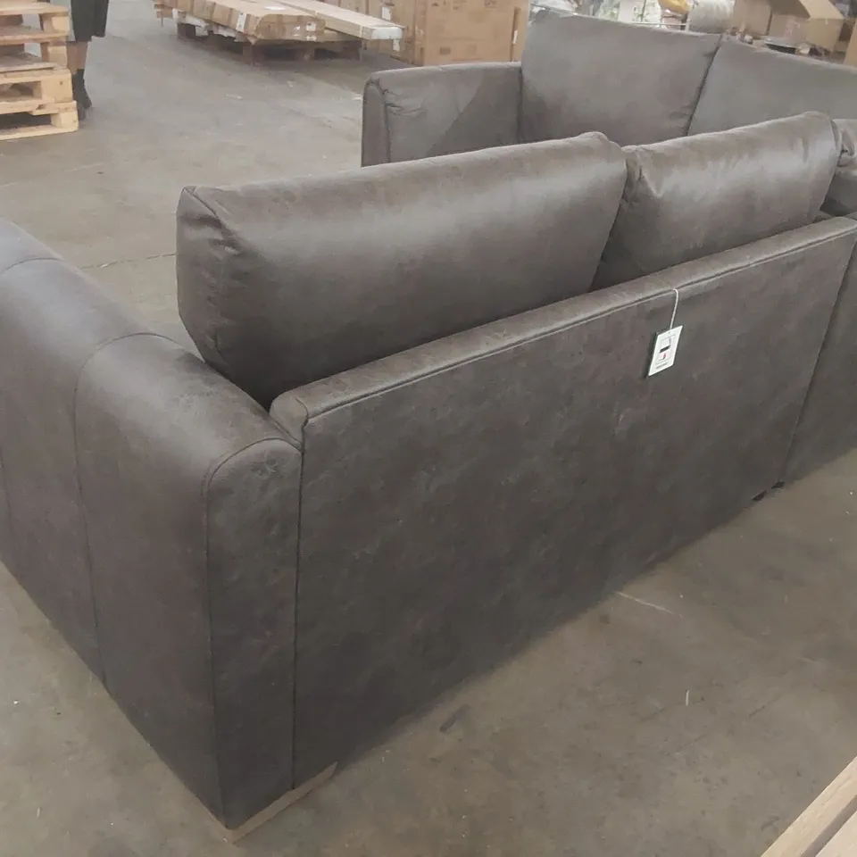 BABLU 4 SEATER FAUX LEATHER CORNER SOFA UPHOLSTERY COLOUR: CHARCOAL ORIENTATION: LEFT HAND FACING