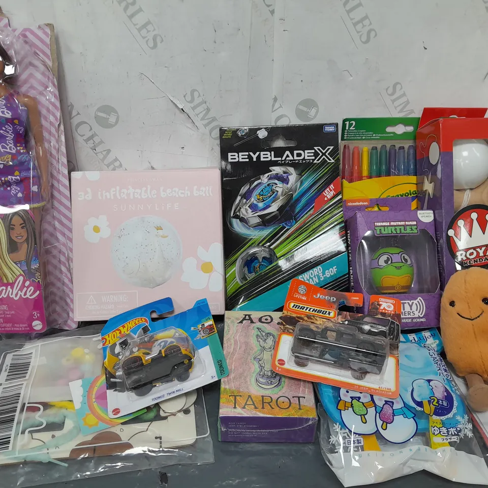 APPROXIMATELY 15 ASSORTED TOYS & GAMES PRODUCTS TO INCLUDE JELLYCAT AMUSEABLE BEAN TOY, HOTWHEELS CAR, BAYBLADE X, ETC