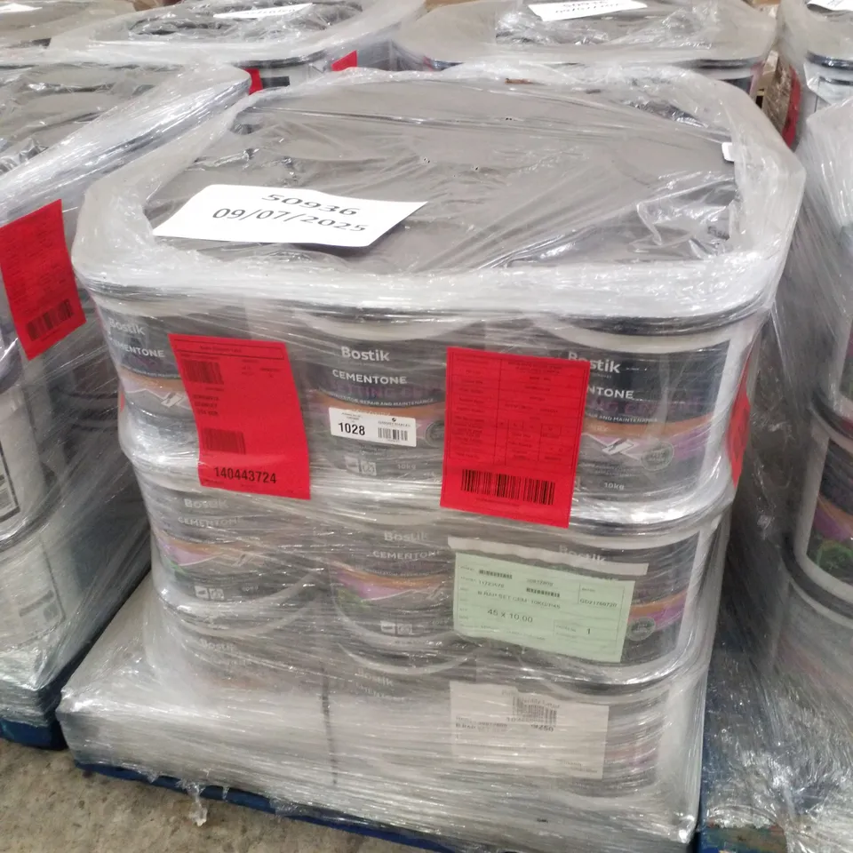 PALLET CONTAINING APPROXIMATELY 45 BUCKETS OF BOSTIK CEMENTONE RAPID SETTING WATERPROOF CEMENT 10KG