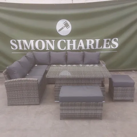 BRAND NEW NEW YORK OUTDOOR CORNER SOFA & RISING TABLE SET IN GREY 