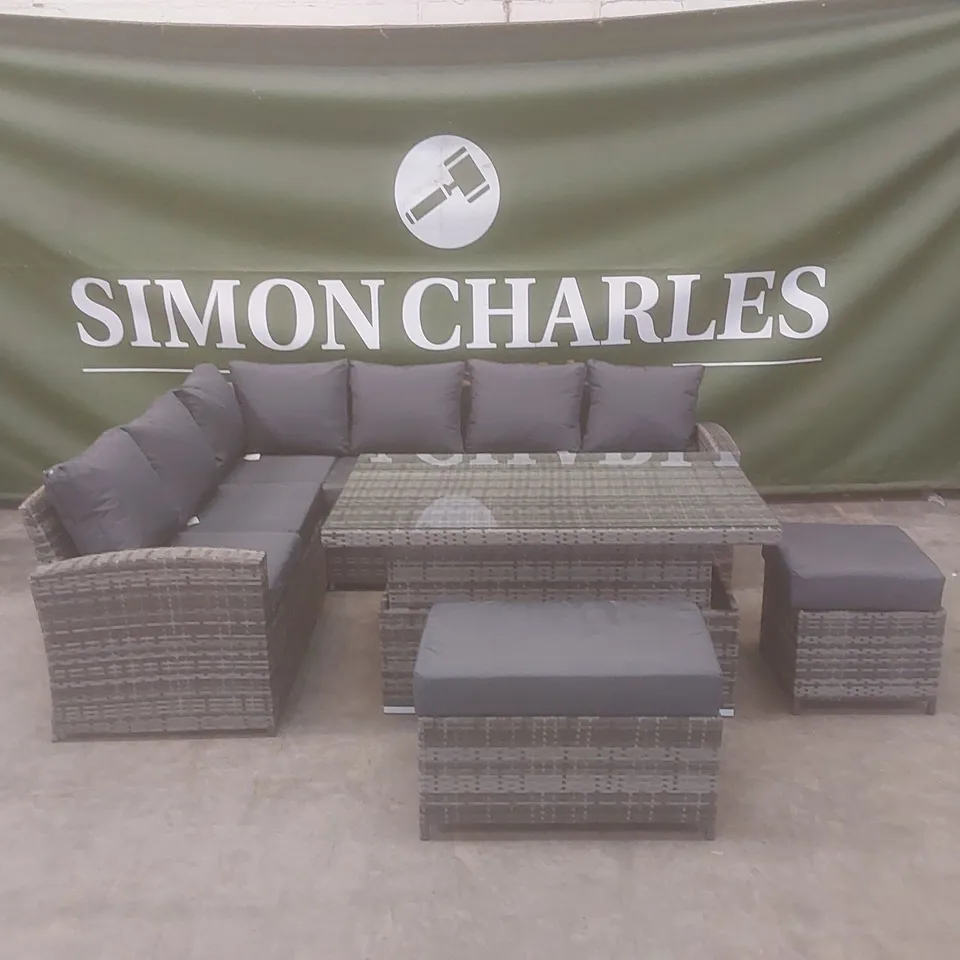 BRAND NEW NEW YORK OUTDOOR CORNER SOFA & RISING TABLE SET IN GREY  RRP £1695