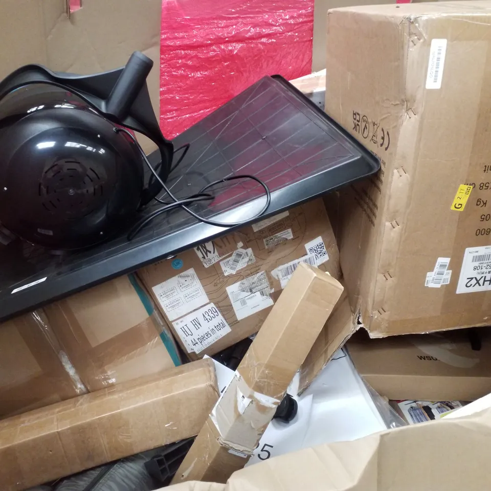 PALLET CONTAINING ASSORTED PRODUCTS INCLUDING ESPRESSO MACHINE, UNDER-DESK ELECTRIC ELLIPTICAL TRAINER, CHILDRENS TRICYCLE, UMBRELLA & ROLLER BLIND 