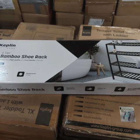 BOXED KEPLIN 4 TIER BAMBOO SHOE RACK