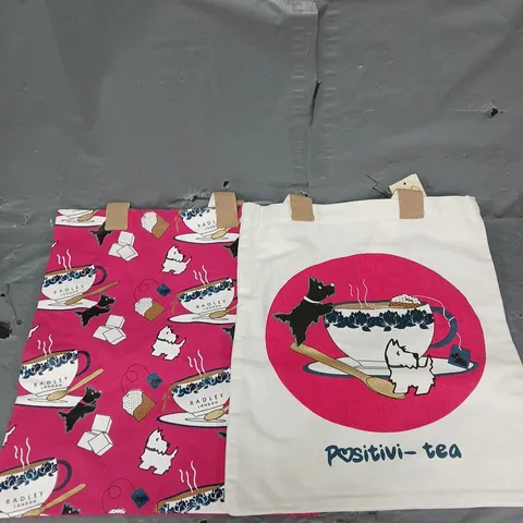 RADLEY LONDON PAIR OF POSITIVI-TEA TOTE BAGS IN PINK MULTI