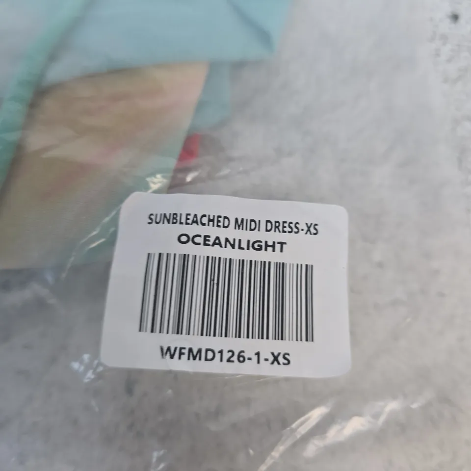 WHITE FOX SUNBLEACHED MIDI DRESS - OCEANLIGHT, UK SIZE 6 (XS)